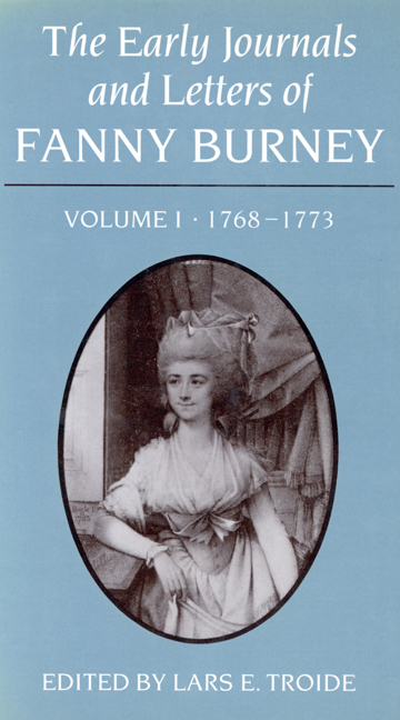 Early Journals and Letters of Fanny Burney, Volume 1