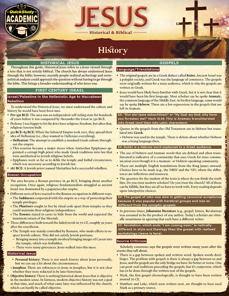 Jesus - Historical & Biblical: a QuickStudy Laminated Reference Guide First Edition, New Edition