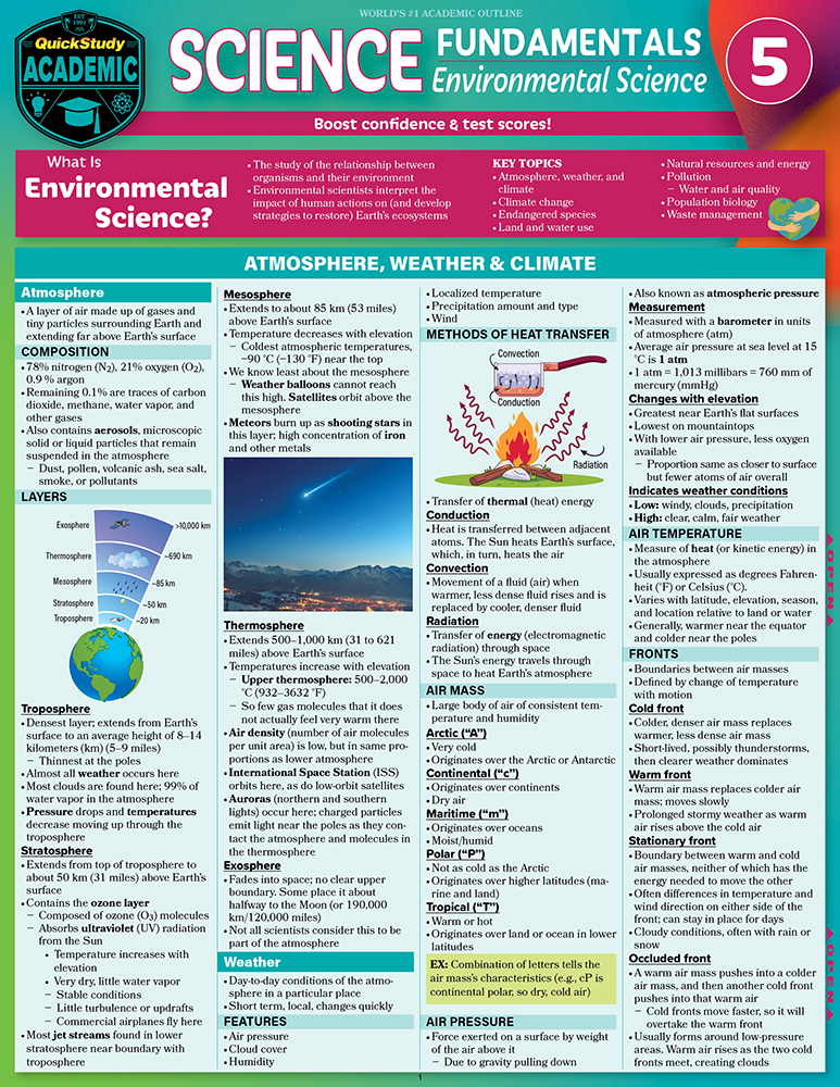 Science Fundamentals 5 - Environmental Science: QuickStudy Reference & Study Guide Second Edition, New Edition, Updated & Revised, Enlarged/Expanded